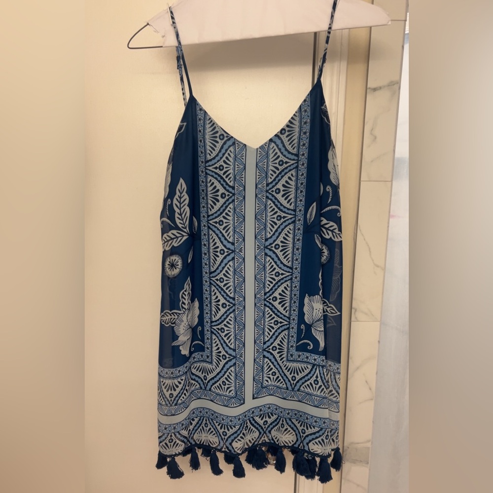 SHOW ME YOUR MUMU printed dress. Blue, size Small